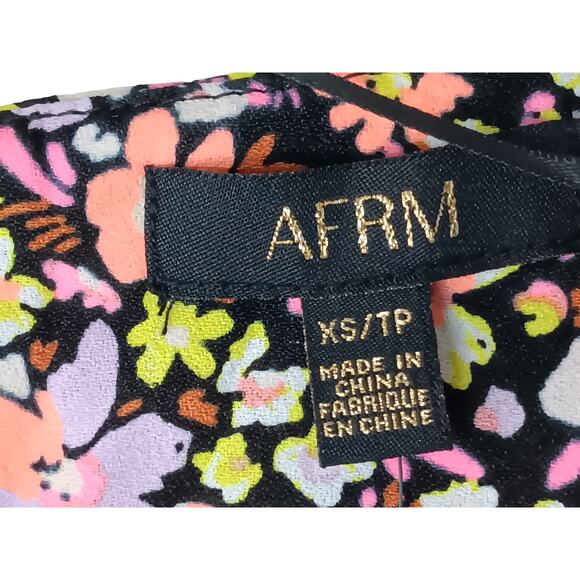 AFRM Womens Crepe Tiered Fit & Flare Mini Dress XS Noir Wildflower Floral NWT - Picture 12 of 15